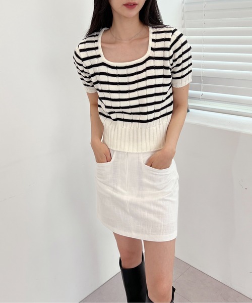 by muni:r(バイ ムニール)の「スリーボタンリネンミニスカート(スカート・レディース・ホワイト/ベージュ/ネイビー・SMALL/MEDIUM)」の12枚目の写真