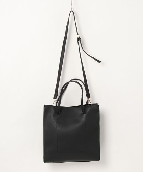 Chaco closet(チャコ クローゼット)の「フェイクレザー2wayポーチ付きスクエアトートBAG(トートバッグ・レディース・ブラック/キャメル・FREE)」の14枚目の写真