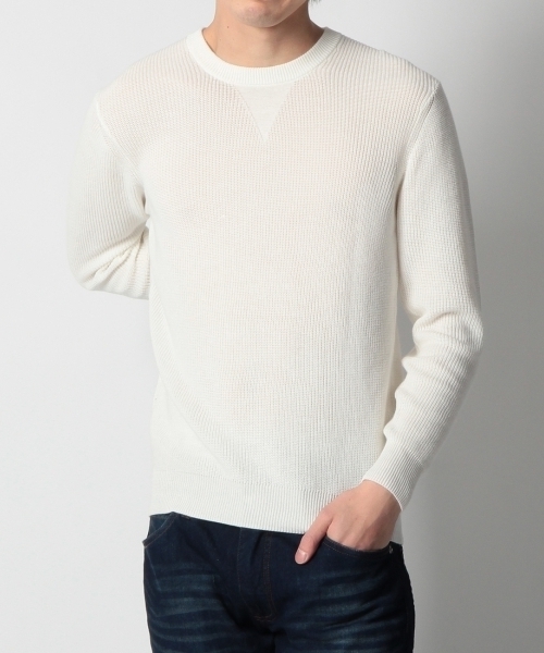 THE SHOP TK （ザ ショップ ティーケー ）の「クルーネック綿ニット（ニット/セーター・メンズ・ホワイト/グレー/イエロー/ブルー・03/04/02）」の2枚目の写真