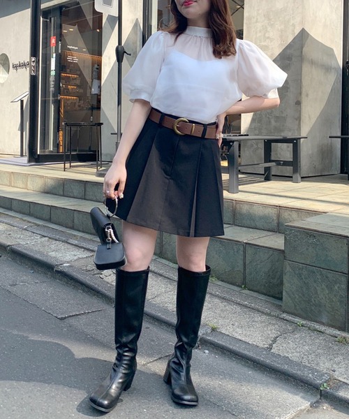 OLIVE des OLIVE（オリーブデオリーブ）の「ベルト付きミニプリーツスカート（スカート・レディース・チャコールグレー/ブラック/ベージュ・FREE）」の19枚目の写真