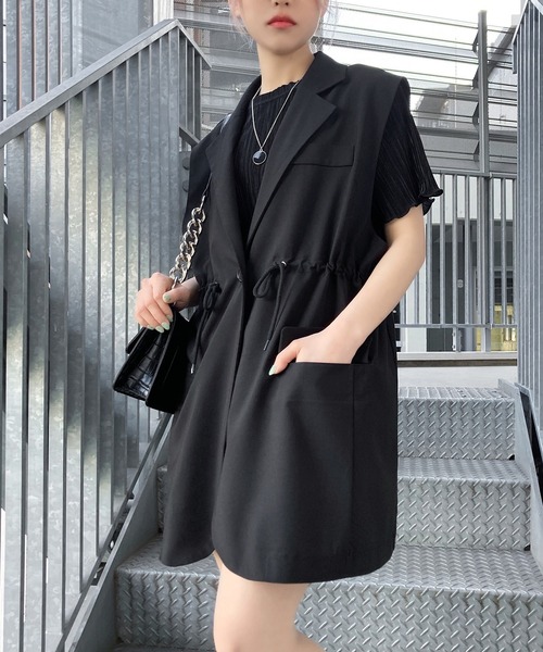 Figments（フィグメンツ）の「ドローコードテーラードベスト（テーラードジャケット・レディース・ブラック・FREE）」の2枚目の写真