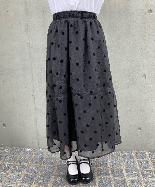 Crea titty&Co. PETIT（クレアティティーアンドコープチ）の「【Crea titty&Co.PETIT】シアードットミディスカート（スカート・レディース・ブラック/アイボリー・FREE）」の21枚目の写真