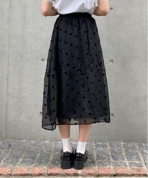 Crea titty&Co. PETIT（クレアティティーアンドコープチ）の「【Crea titty&Co.PETIT】シアードットミディスカート（スカート・レディース・ブラック/アイボリー・FREE）」の22枚目の写真