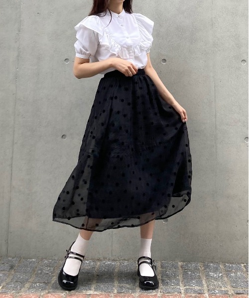 Crea titty&Co. PETIT（クレアティティーアンドコープチ）の「【Crea titty&Co.PETIT】シアードットミディスカート（スカート・レディース・ブラック/アイボリー・FREE）」の19枚目の写真