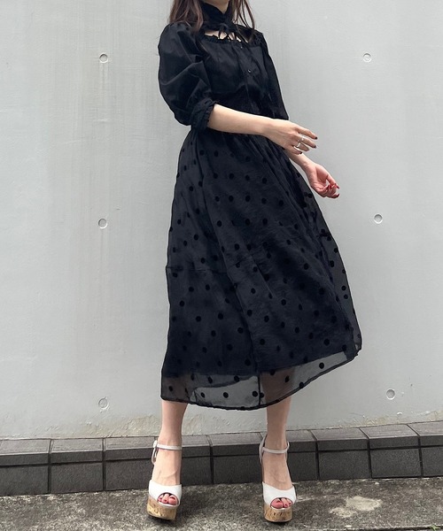 Crea titty&Co. PETIT（クレアティティーアンドコープチ）の「【Crea titty&Co.PETIT】シアードットミディスカート（スカート・レディース・ブラック/アイボリー・FREE）」の15枚目の写真