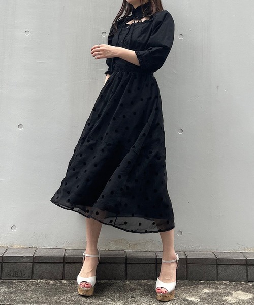 Crea titty&Co. PETIT（クレアティティーアンドコープチ）の「【Crea titty&Co.PETIT】シアードットミディスカート（スカート・レディース・ブラック/アイボリー・FREE）」の17枚目の写真