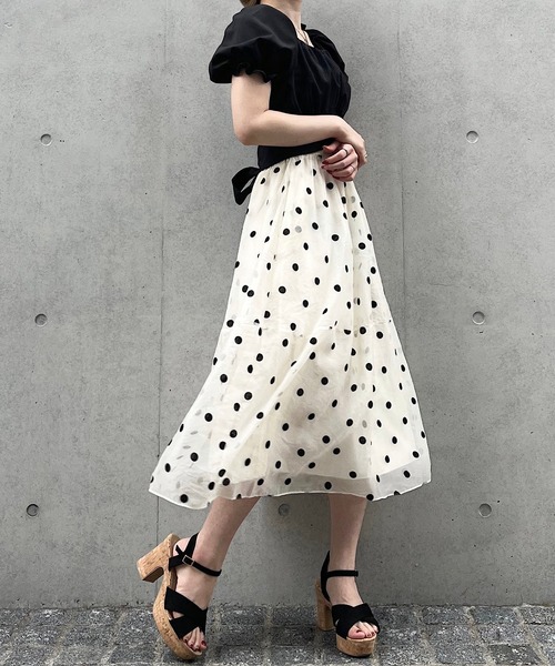 Crea titty&Co. PETIT（クレアティティーアンドコープチ）の「【Crea titty&Co.PETIT】シアードットミディスカート（スカート・レディース・ブラック/アイボリー・FREE）」の9枚目の写真