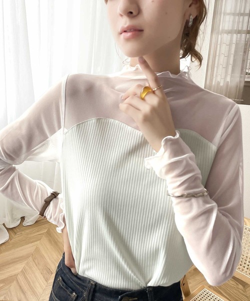 classicalelf(クラシカルエルフ)の「360度盛れる。リブドッキングメロウシアー素材カットソー(Tシャツ/カットソー・レディース・ブラック/ピンクベージュ/ホワイト・LARGE/MEDIUM/SMALL/X-LARGE)」の15枚目の写真