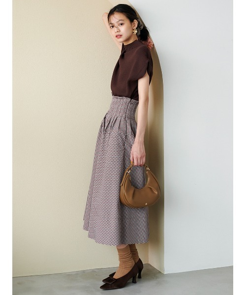 SNIDEL（スナイデル）の「バリエシュシュ（シュシュ・レディース・キャメル/チェック/ライトブルー・FREE）」の5枚目の写真