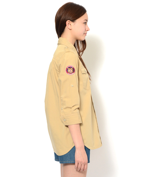 X-girl(エックスガール)の「【NYLON7月号掲載】BADGED ARMY SHIRT(シャツ/ブラウス・レディース・ベージュ/オリーブ/ネイビー・2/1)」の7枚目の写真