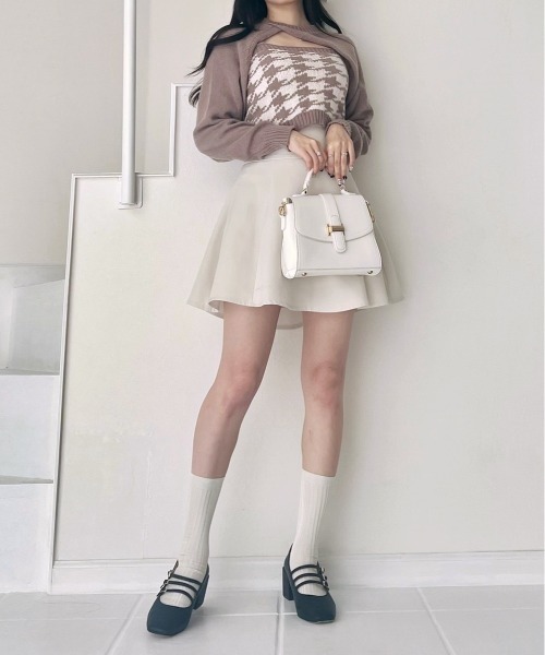 titty＆Co. PETIT by poyo（ティティーアンドコープティバイポヨ）の「【titty&Co.PETIT by poyo】ショート丈ニット×チェックビスチェセット（ニット/セーター・レディース・ネイビー/ベージュ系その他・FREE）」の18枚目の写真