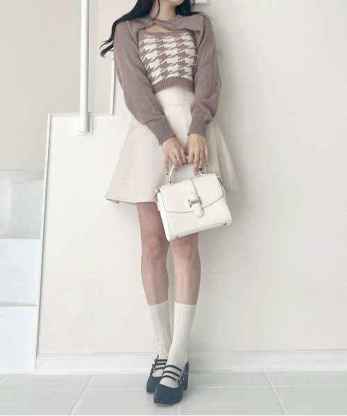 titty＆Co. PETIT by poyo（ティティーアンドコープティバイポヨ）の「【titty&Co.PETIT by poyo】ショート丈ニット×チェックビスチェセット（ニット/セーター・レディース・ネイビー/ベージュ系その他・FREE）」の20枚目の写真