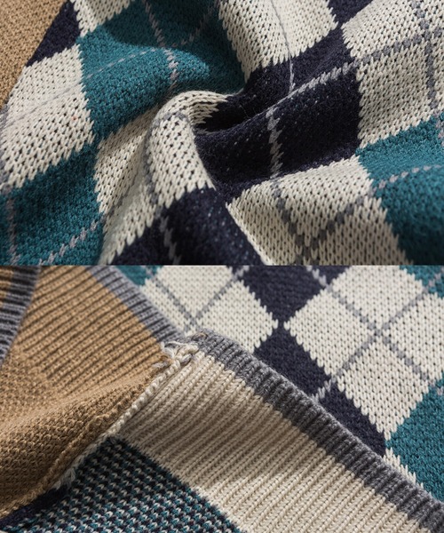 CORPUS TOKYO（コーパス トーキョー）の「アーガイルVネックニットベスト（ベスト・メンズ・ブラック/ベージュ/レッド・1/2/3）」の8枚目の写真