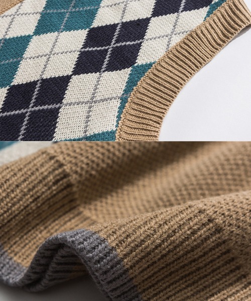 CORPUS TOKYO（コーパス トーキョー）の「アーガイルVネックニットベスト（ベスト・メンズ・ブラック/ベージュ/レッド・1/2/3）」の14枚目の写真