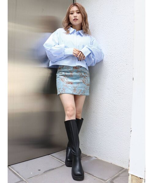 MURUA(ムルーア)の「ストライプクロップドカラーシャツ(シャツ/ブラウス・レディース・ブルー/レッド/グリーン/ネイビー・FREE)」の16枚目の写真