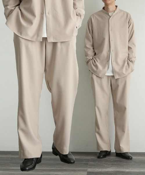 SENSE OF PLACE by URBAN RESEARCH(センスオブプレイスバイアーバンリサーチ)の「ウールライクダブルタックワイドパンツ(スラックス・メンズ・ライトベージュ/ブラック/ミント/ブラウン/ブルー/ボルドー・SMALL/LARGE/MEDIUM)」の4枚目の写真