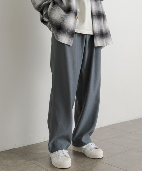 SENSE OF PLACE by URBAN RESEARCH(センスオブプレイスバイアーバンリサーチ)の「ウールライクダブルタックワイドパンツ(スラックス・メンズ・ライトベージュ/ブラック/ミント/ブラウン/ブルー/ボルドー・SMALL/LARGE/MEDIUM)」の9枚目の写真