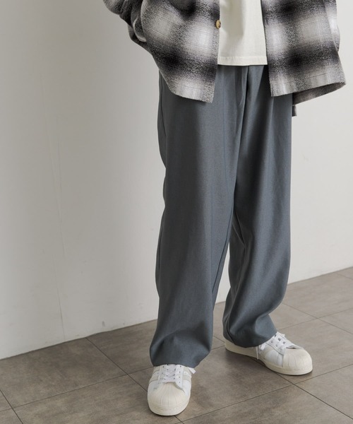 SENSE OF PLACE by URBAN RESEARCH(センスオブプレイスバイアーバンリサーチ)の「ウールライクダブルタックワイドパンツ(スラックス・メンズ・ライトベージュ/ブラック/ミント/ブラウン/ブルー/ボルドー・SMALL/LARGE/MEDIUM)」の10枚目の写真