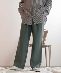 ウールライクダブルタックワイドパンツ