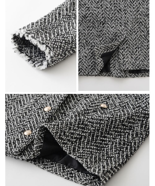 [新色追加][神山まりあさん着用]ツイードフリンジノーカラージャケット