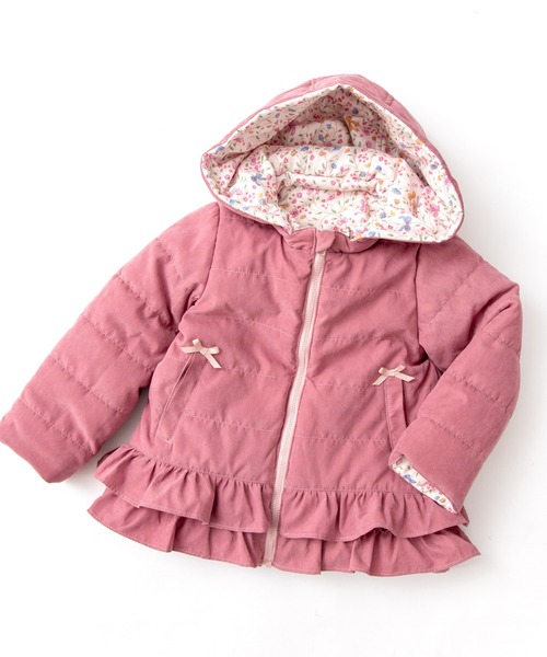 panpan tutu　ピンクダウンコート フリル付き panpantutu ダウン アウター 「WEB限定」リバーシブルフリルコート