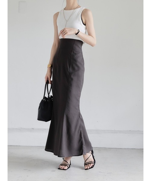 amel（エイメル）の「リネンライク マーメイド スカート/チャコール