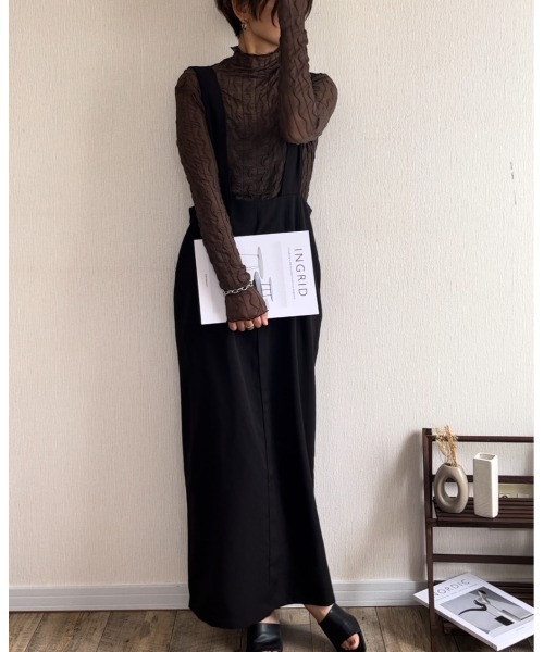 Ritzy（リッツィー）の「シアーハイネックメローウェーブ柄トップス（Tシャツ/カットソー・レディース・ホワイト/ブラック/ブラウン・FREE）」の10枚目の写真