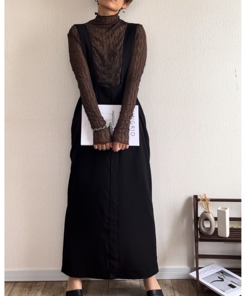 Ritzy（リッツィー）の「シアーハイネックメローウェーブ柄トップス（Tシャツ/カットソー・レディース・ホワイト/ブラック/ブラウン・FREE）」の14枚目の写真