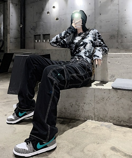 .KOM（ドットコム）の「A'GEM/9 × .kom『.komセレクト/ドットケーオーエムセレクト』ステッチアクセント カーゴパンツ（カーゴパンツ・レディース・ブラック・M/L）」の8枚目の写真