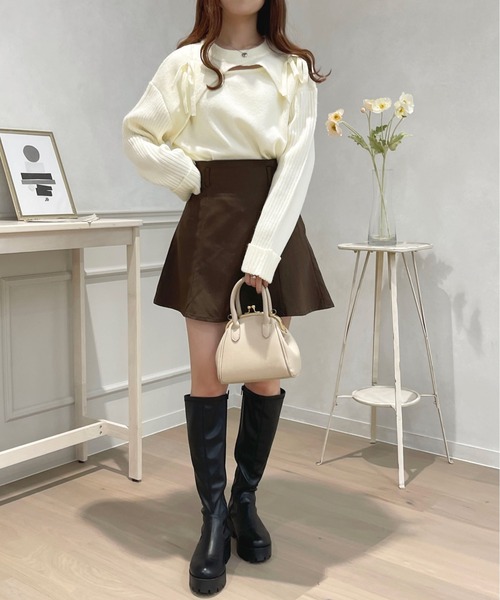 apres jour(アプレジュール)の「フロントオープンリボンチュニックニット【ZOZOTOWN限定アイテム】(ニット/セーター・レディース・グレイッシュベージュ/ピンク/オフホワイト/オレンジ・フリー/X-LARGE)」の13枚目の写真