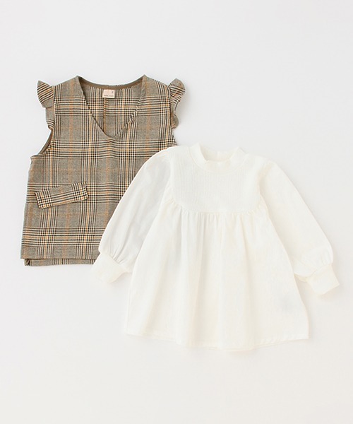 petit main（プティマイン）の「【リンク】フリル袖ジレ&ブラウスセット（アンサンブル・キッズ・グレー/ブラウン・90cm/110cm/100cm/120cm/80ｃｍ/130cm）」の8枚目の写真