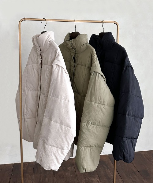 hellam（へラム）の「袖取り外し2WAYダウンジャケット（ダウンジャケット/コート・レディース・カーキ/アイボリー/ブラック/グレー/チャコールグレー/ホワイト/ベージュ/シルバー・FREE）」の15枚目の写真