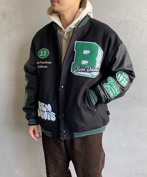 BEN DAVIS（ベンデイビス）の「[BEN DAVIS/ベンデイビス] 別注 ワッペン刺繍 スタジアムジャケット（スタジャン・レディース・ブルー/ブラック/ネイビー/ダークグリーン・L/XL/M）」の18枚目の写真