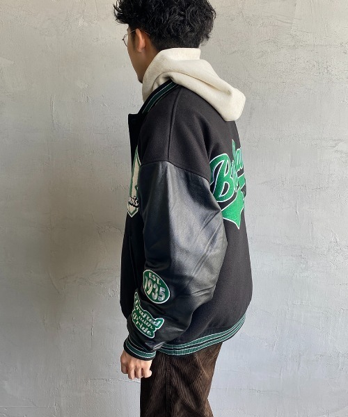 BEN DAVIS（ベンデイビス）の「[BEN DAVIS/ベンデイビス] 別注 ワッペン刺繍 スタジアムジャケット（スタジャン・レディース・ブルー/ブラック/ネイビー/ダークグリーン・L/XL/M）」の19枚目の写真