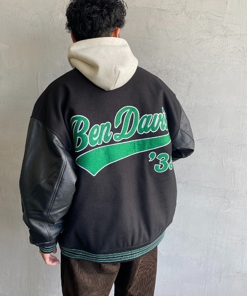 BEN DAVIS（ベンデイビス）の「[BEN DAVIS/ベンデイビス] 別注 ワッペン刺繍 スタジアムジャケット（スタジャン・レディース・ブルー/ブラック/ネイビー/ダークグリーン・L/XL/M）」の20枚目の写真