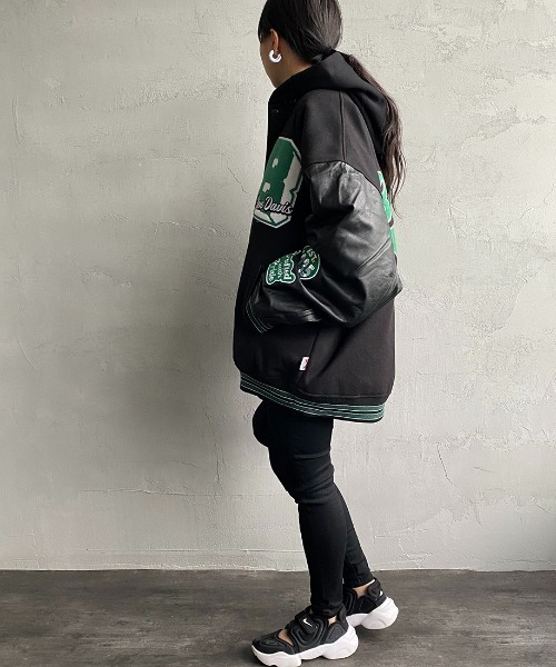 BEN DAVIS（ベンデイビス）の「[BEN DAVIS/ベンデイビス] 別注 ワッペン刺繍 スタジアムジャケット（スタジャン・レディース・ブルー/ブラック/ネイビー/ダークグリーン・L/XL/M）」の11枚目の写真