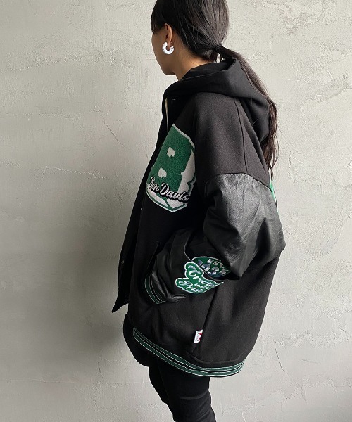 BEN DAVIS（ベンデイビス）の「[BEN DAVIS/ベンデイビス] 別注 ワッペン刺繍 スタジアムジャケット（スタジャン・レディース・ブルー/ブラック/ネイビー/ダークグリーン・L/XL/M）」の8枚目の写真