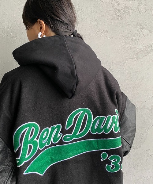 BEN DAVIS（ベンデイビス）の「[BEN DAVIS/ベンデイビス] 別注 ワッペン刺繍 スタジアムジャケット（スタジャン・レディース・ブルー/ブラック/ネイビー/ダークグリーン・L/XL/M）」の14枚目の写真