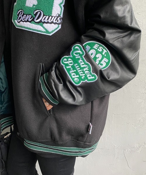 BEN DAVIS（ベンデイビス）の「[BEN DAVIS/ベンデイビス] 別注 ワッペン刺繍 スタジアムジャケット（スタジャン・レディース・ブルー/ブラック/ネイビー/ダークグリーン・L/XL/M）」の17枚目の写真