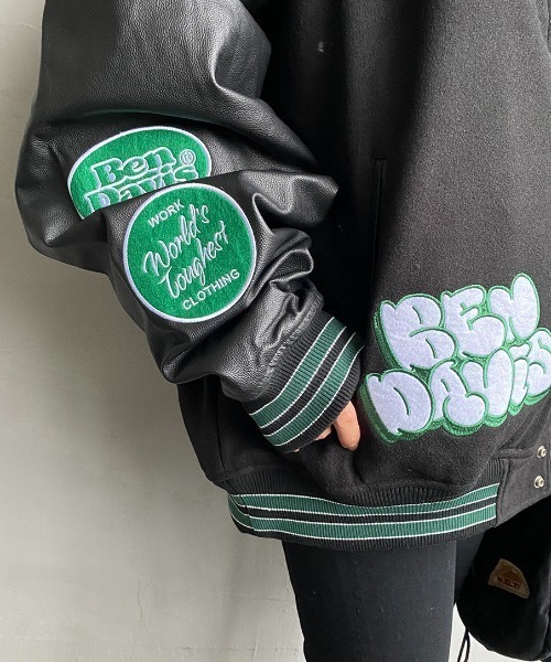BEN DAVIS（ベンデイビス）の「[BEN DAVIS/ベンデイビス] 別注 ワッペン刺繍 スタジアムジャケット（スタジャン・レディース・ブルー/ブラック/ネイビー/ダークグリーン・L/XL/M）」の16枚目の写真