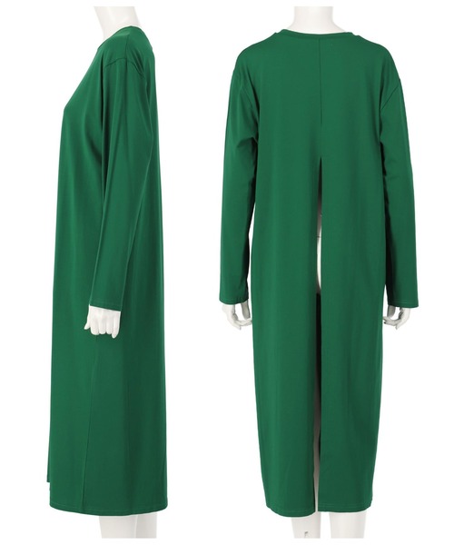 Settimissimo(セッティミッシモ)の「シルケット天竺バックスリットロングTシャツ(Tシャツ/カットソー・レディース・ブラック/グリーン/キャメル・FREE)」の11枚目の写真