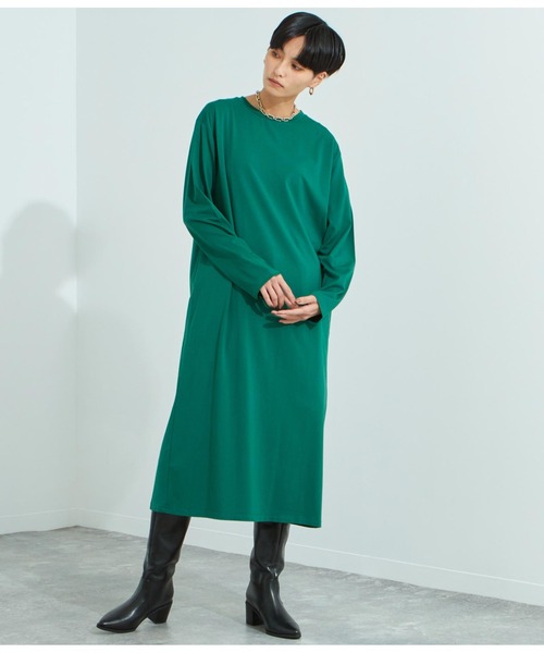 Settimissimo(セッティミッシモ)の「シルケット天竺バックスリットロングTシャツ(Tシャツ/カットソー・レディース・ブラック/グリーン/キャメル・FREE)」の5枚目の写真