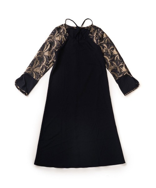 sahara(サハラ)の「クロスネックジャガードスリーブドレス/Cross Neck JQ Sleeve Dress(ワンピース・レディース・ネイビー/ブラック・FREE)」の22枚目の写真