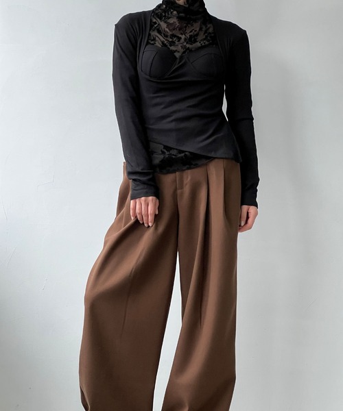 chuclla(チュクラ)の「ブラカットディテール リブカットソー chw22a124(Tシャツ/カットソー・レディース・ブラック/ダークグレー/ホワイト/ブラウン・FREE)」の11枚目の写真