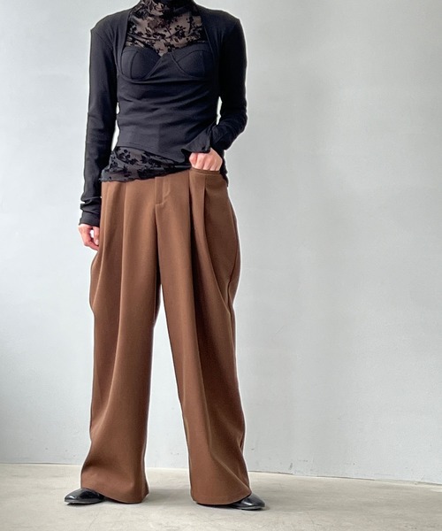 chuclla(チュクラ)の「ブラカットディテール リブカットソー chw22a124(Tシャツ/カットソー・レディース・ブラック/ダークグレー/ホワイト/ブラウン・FREE)」の13枚目の写真