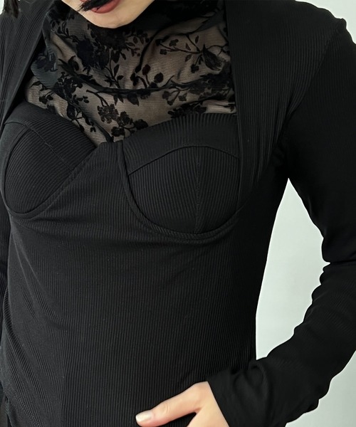 chuclla(チュクラ)の「ブラカットディテール リブカットソー chw22a124(Tシャツ/カットソー・レディース・ブラック/ダークグレー/ホワイト/ブラウン・FREE)」の14枚目の写真