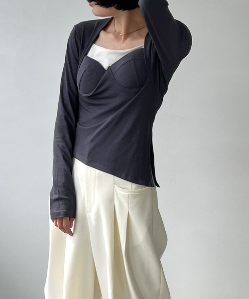 chuclla(チュクラ)の「ブラカットディテール リブカットソー chw22a124(Tシャツ/カットソー・レディース・ブラック/ダークグレー/ホワイト/ブラウン・FREE)」の19枚目の写真