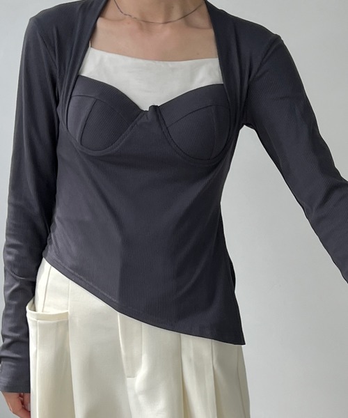 chuclla(チュクラ)の「ブラカットディテール リブカットソー chw22a124(Tシャツ/カットソー・レディース・ブラック/ダークグレー/ホワイト/ブラウン・FREE)」の18枚目の写真