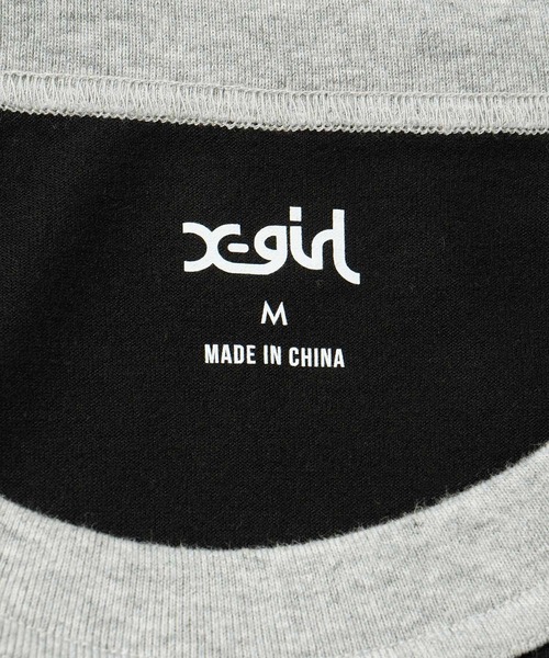 X-girl（エックスガール）の「GUMMED TAPE PRINT L/S TEE（Tシャツ/カットソー・レディース・アッシュ/ブラック/ピンク・S/M/L/XL）」の7枚目の写真