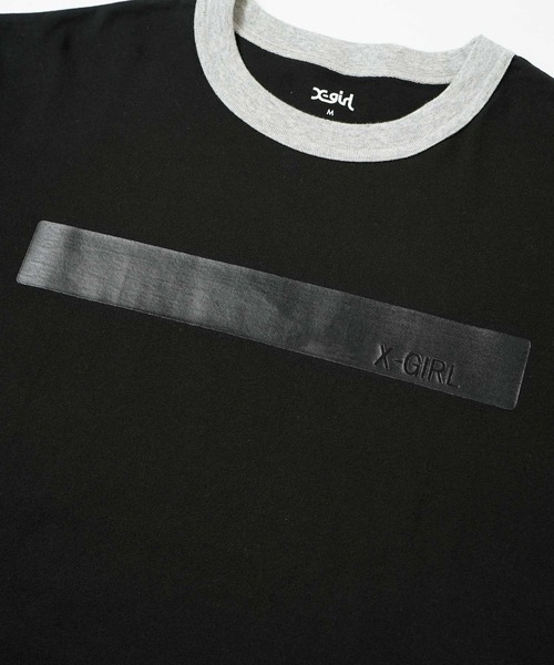 X-girl（エックスガール）の「GUMMED TAPE PRINT L/S TEE（Tシャツ/カットソー・レディース・アッシュ/ブラック/ピンク・S/M/L/XL）」の8枚目の写真
